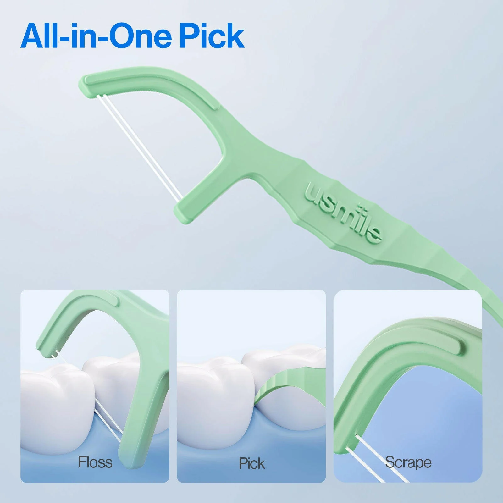 usmile Dental Floss Picks Twin-Line for Deep Cleaning - Image 4